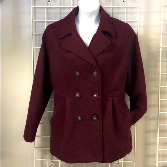 a new day Jackets & Blazers - A new day burgundy peacoat sz14